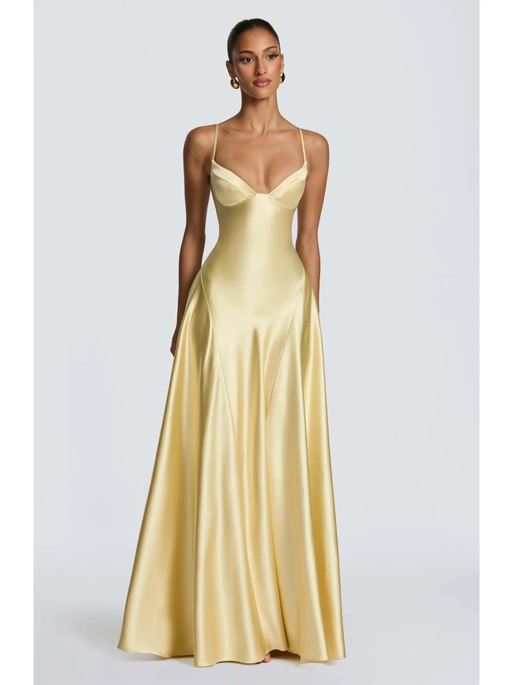 Robe longue plissée à col écharpe pour femmes, élégante, Sexy, couleur unie, sans manches, épaules dénudées, Slim, robe de soirée, 2026