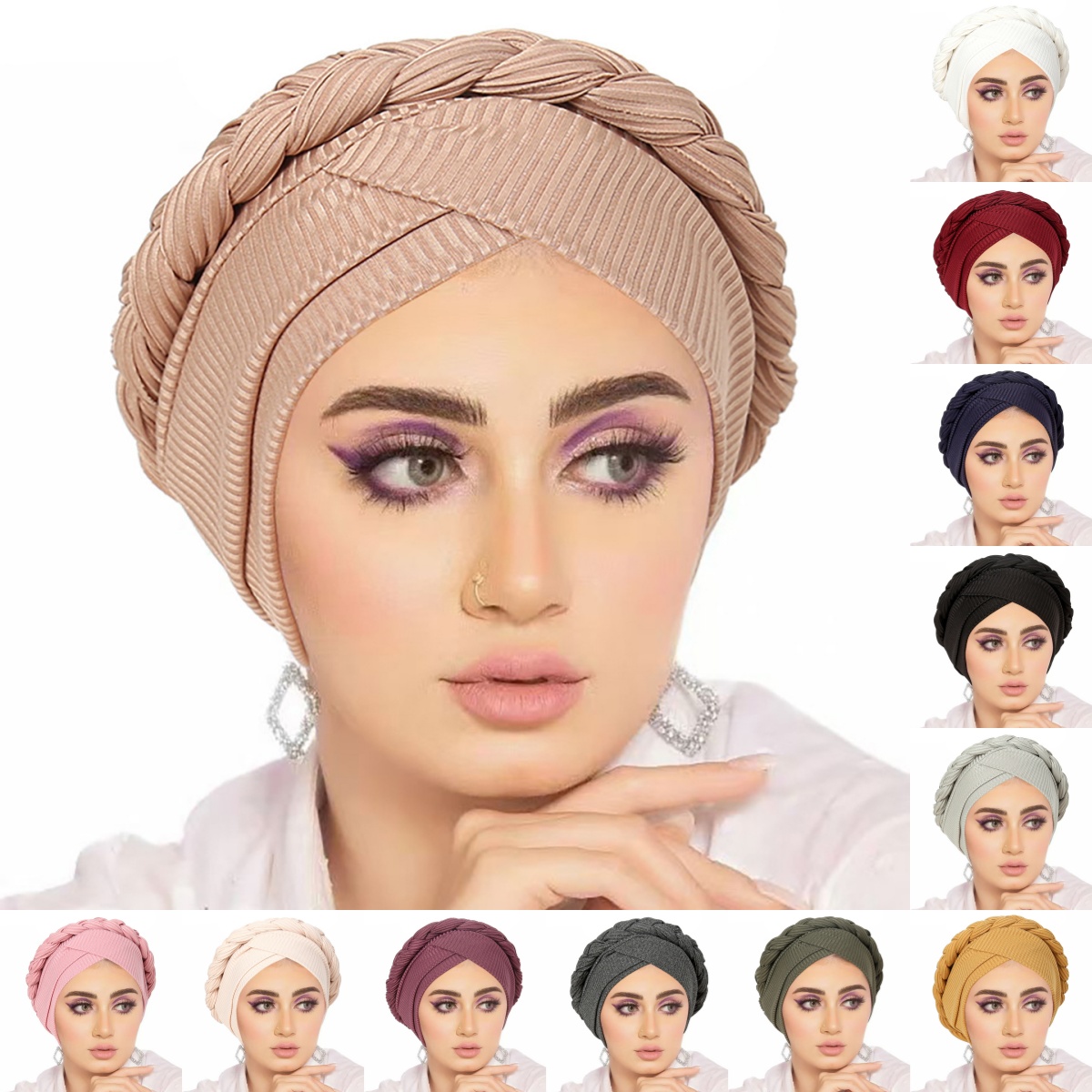 Turban indien croisé pour femme, bonnet chimio, foulard pour tresses, hijab musulman, bonnet, bonnets, couvre-chef pour perte de cheveux, Turbante Mujer