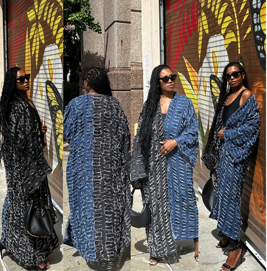 Cardigans en Denim creux pour blogueur africain, surdimensionnés, pour soirée d'été, amples, pour femmes européennes, couverture de Bikini de plage