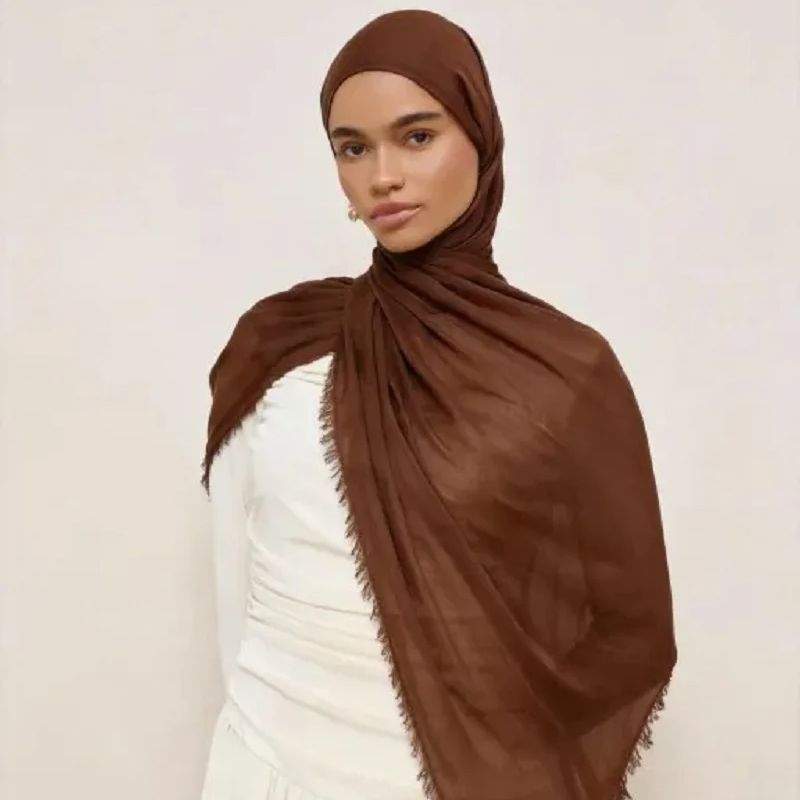 Nouveaux hijabs en coton modal rayé pour femmes musulmanes, hijab en coton plissé, foulard, couvre-chef islamique, couvre-chef doux, 180*70cm