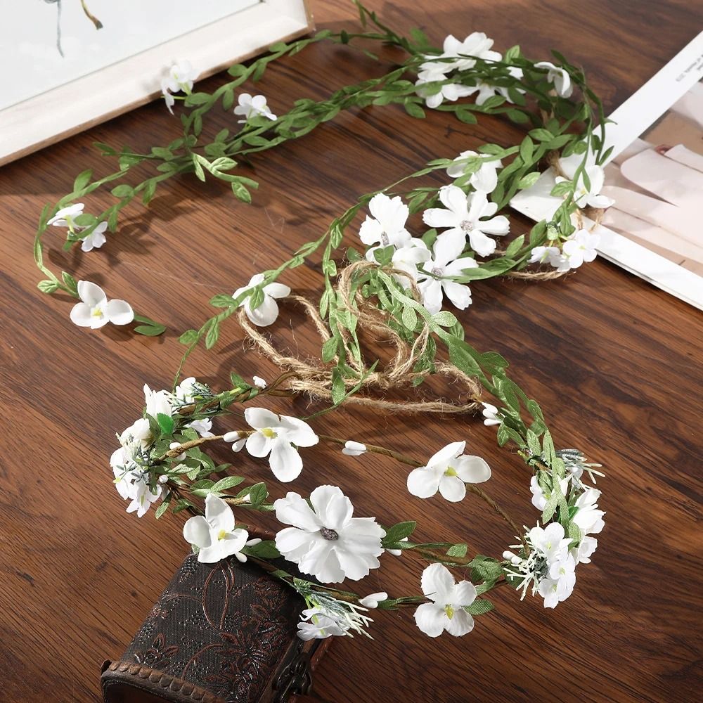 Serre-tête Couronne Bohème en Rotin, Accessoire Cheveux, Coiffe, Guirlande Florale, Couronne de Fleurs