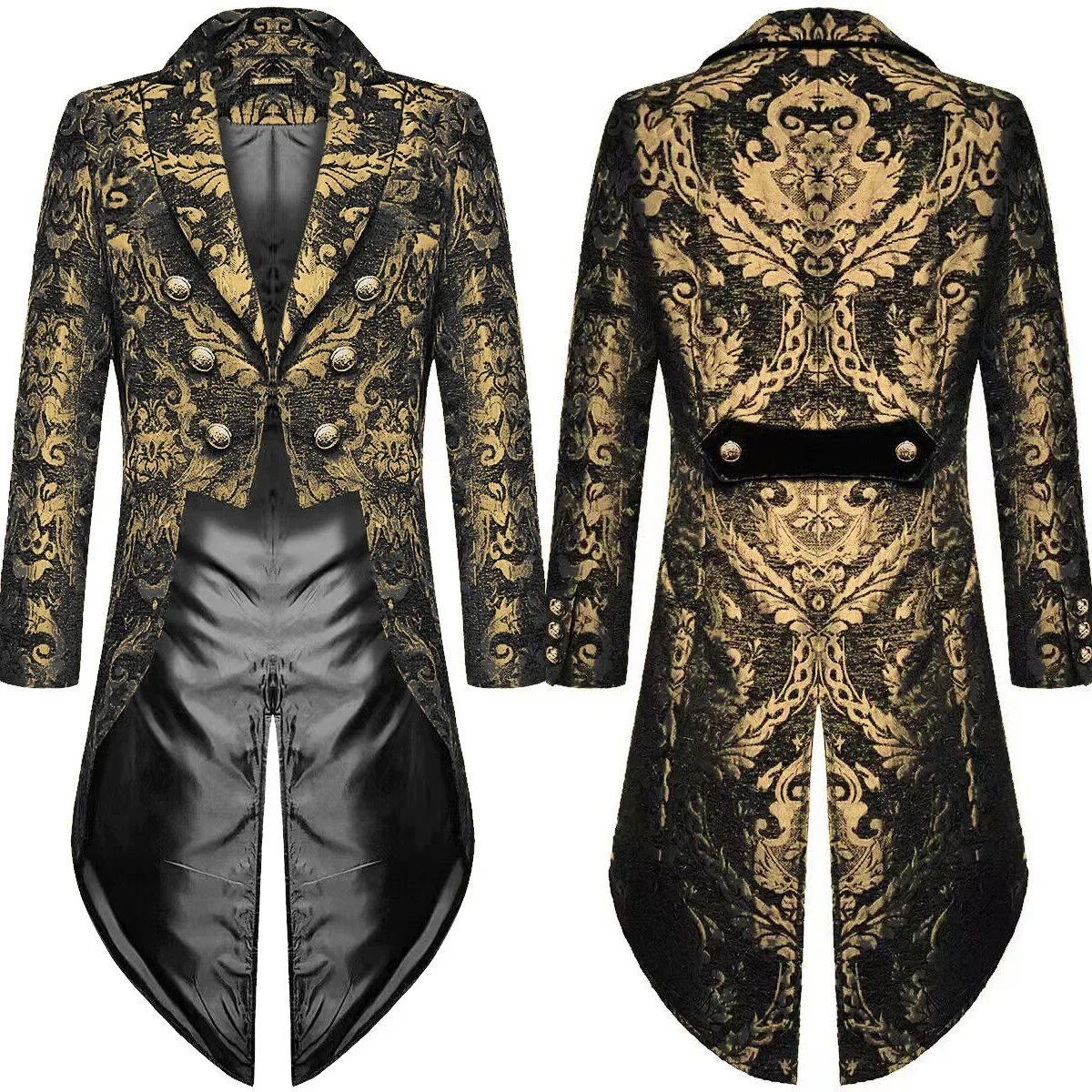 Hommes gothique Steampunk Tailcoat veste Jacquard victorien Vintage médiéval fête manteau bal Renaissance Costume Homme nouveau smoking