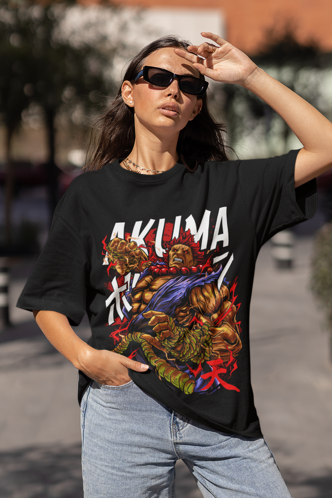 T-shirt graphique Akuma exacki, Karaté, Jeux vidéo, Gastronomie Shirt