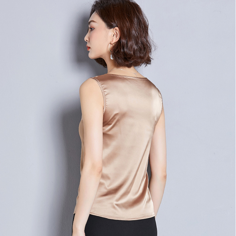Nouvelle Blouse Sans Manches en Soie Imitée pour Femme, Haut Sexy à Col Halter