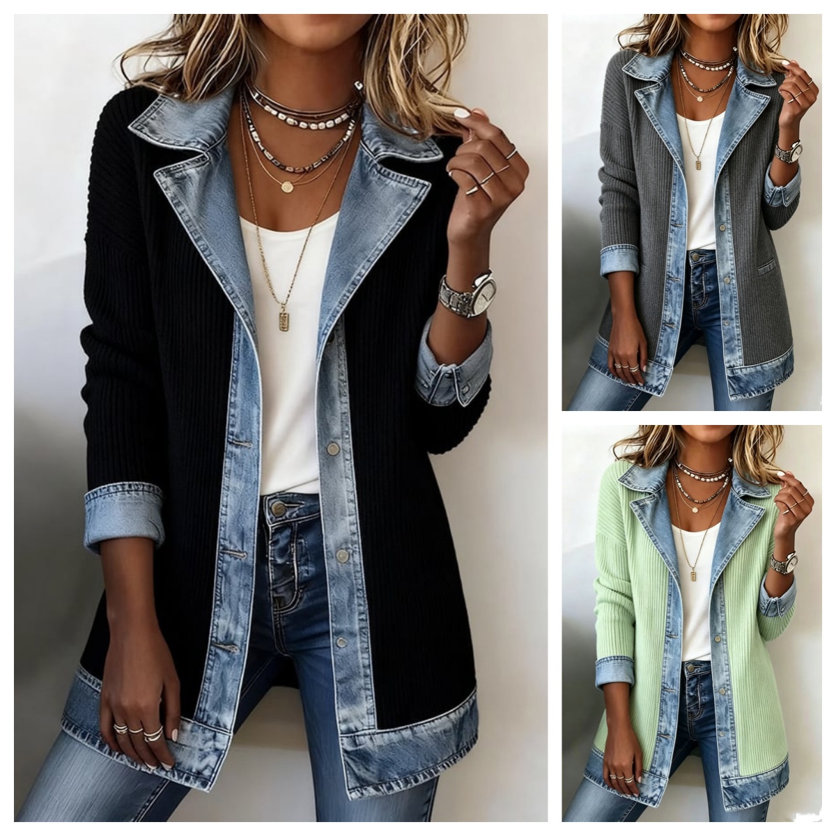 Manteau décontracté pour femme, nouvelle mode automne, élégant, coupe ajustée, col blazer, veste à manches longues avec patchwork pour vêtements féminins Ropa Mujer