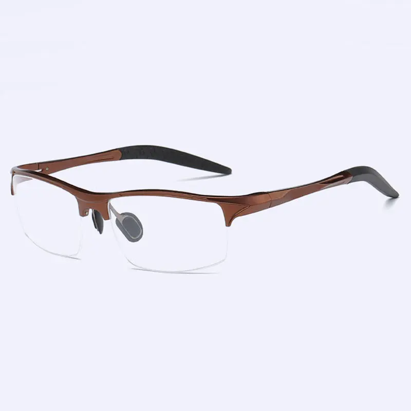 Monture de lunettes optiques demi-jante pour hommes, lunettes pour contrevenants, lunettes pour hommes, monture en alliage, 8177