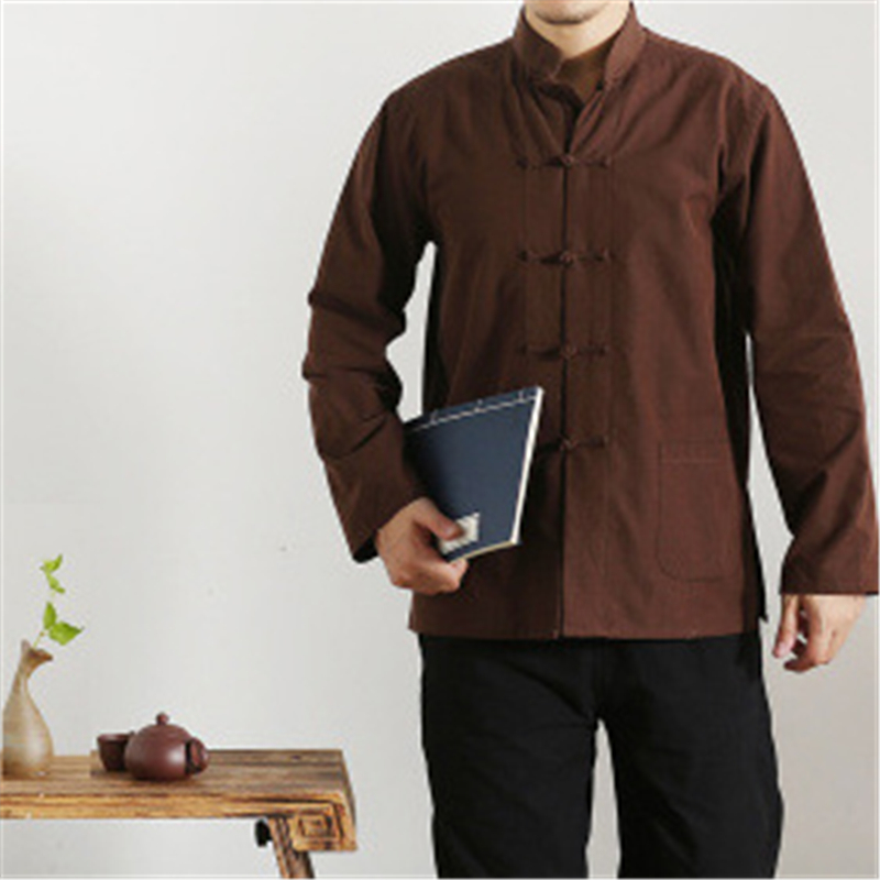Veste de style chinois à col mandarin pour hommes, uniforme de chapelle Tai, Hanfu Kung Fu, vêtements traditionnels chinois pour hommes, haut rétro, chemisier Qipao
