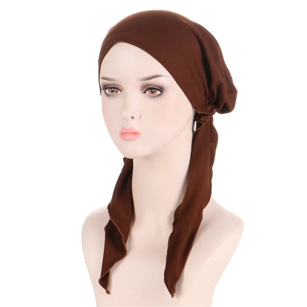 Turban intérieur Hijab musulman pour femme, bonnet pré-noué, écharpe de sauna à longue queue, bonnets ronds, écharpe de tête, vêtements de sauna commandés, chapeau Ninja, nouveau