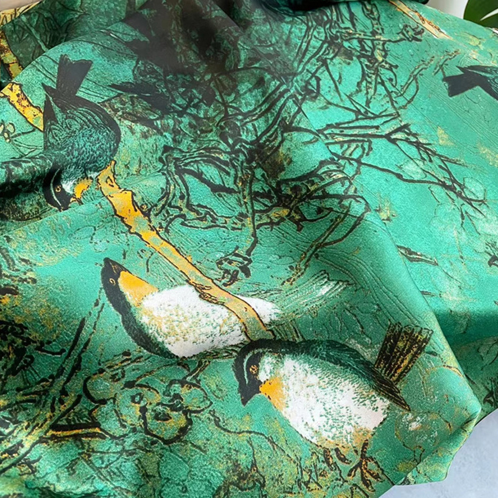 Écharpe de luxe en soie verte 85*180cm pour femme, douce et lisse, foulard, hijab, écharpe d'extérieur, châle long, serviette de plage