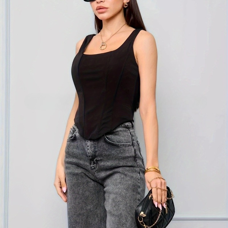 Crop tops sexy pour femmes, sans manches, moulants, style corset, bustiers, body, débardeur, à lacets, coupe ajustée, tendance été