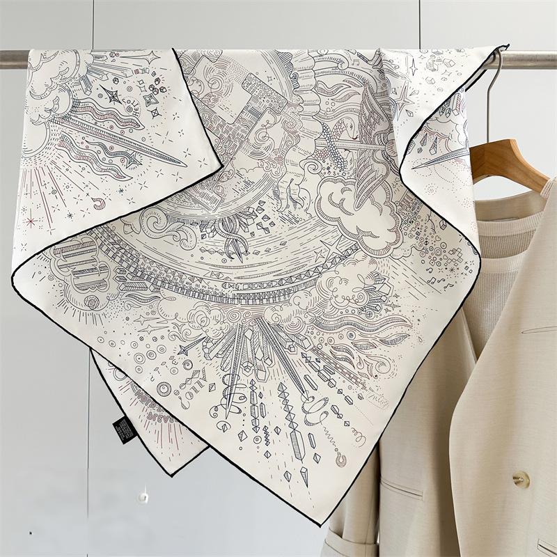 Foulards de luxe en sergé de soie pour femme imprimé double face