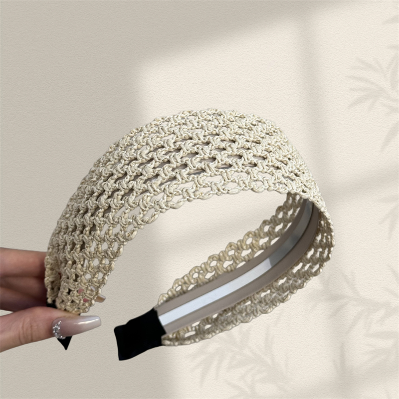 1PC Bandeau large style bohème pour femme, tressé, tricoté, accessoire de cheveux tendance pour les vacances d'été