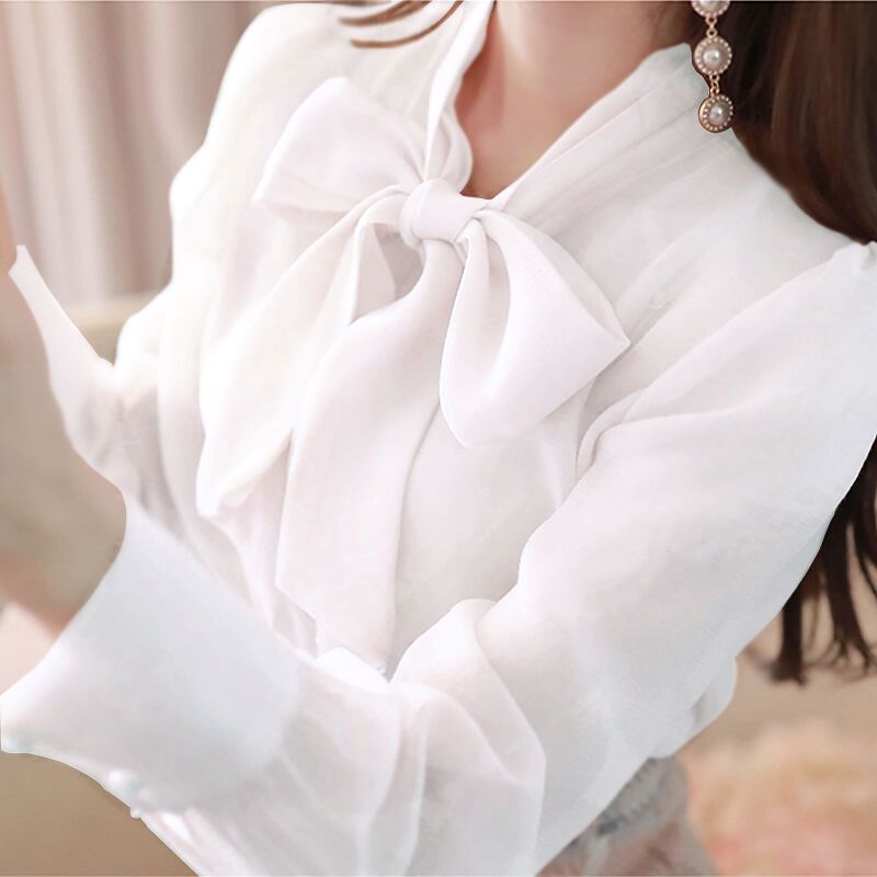 Chemisiers de tempérament élégants pour femmes, pulls à laçage doux, vêtements coréens, document solide, mode printemps et automne, Y-adt