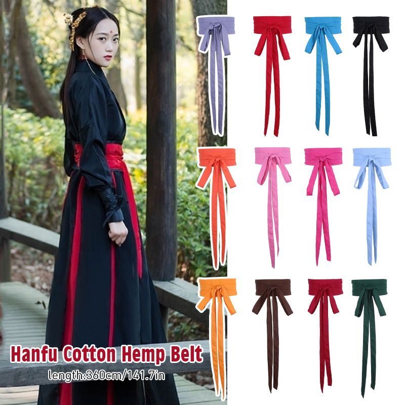 Ceinture Hanfu de Style Antique, 360cm de Long, en coton et lin, pour femmes, Kimono Obi Hanfu, décor de robe, ceinture de taille, accessoires de Cosplay