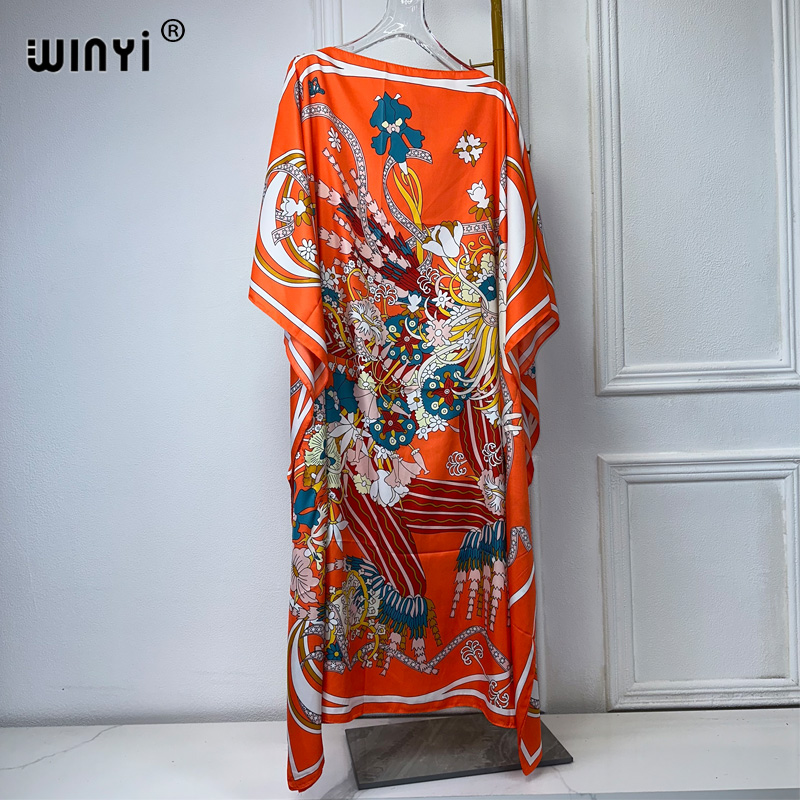 WINYI-Robes turquie de luxe pour femmes, boho, nouvelle impression musulmane, dubaï, taille libre, conception Maxi, robe africaine élégante, 2024
