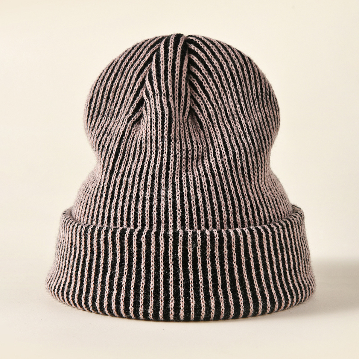 Casquette tricotée rayée pour femmes, automne et hiver, en acrylique européen et américain, pour hommes et femmes, protection des oreilles, casquette enroulée