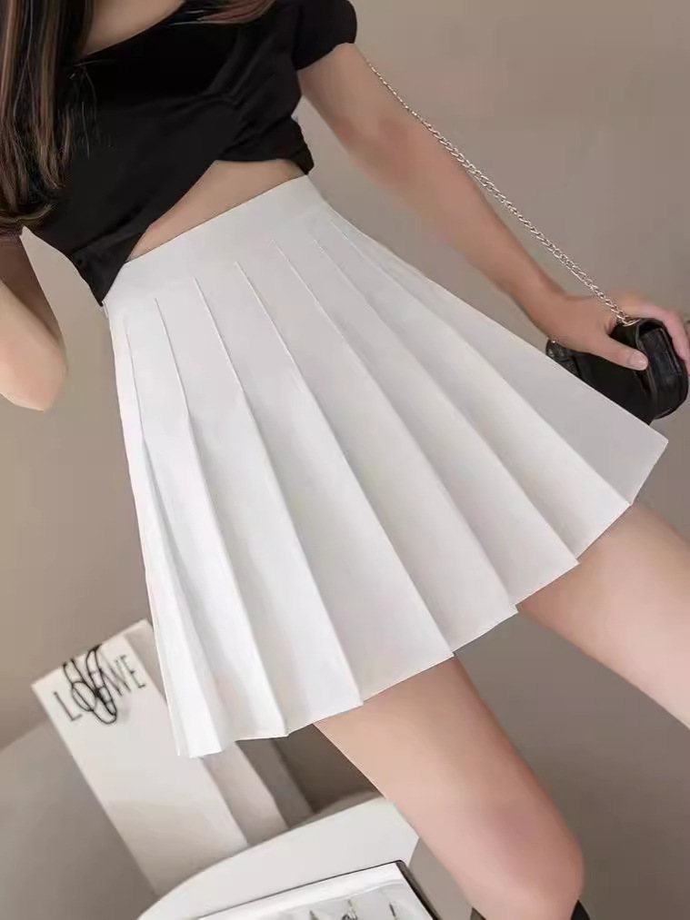 Jupe plissée pour femme, taille haute, coupe trapèze, mini-jupe, jupe d'uniforme scolaire JK, jupe skater, jupe de tennis, blanche, grande taille