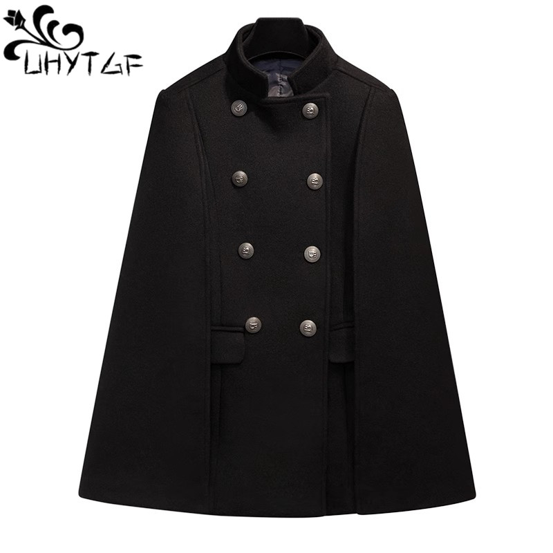 Manteau en laine pour femme, cape, châle élégant, tout assressenti, vestes Everak pour femme, gracieux, rouge, mode, automne, hiver, 2024