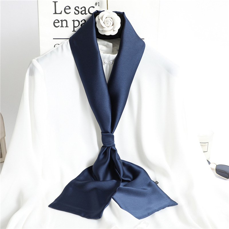 Écharpe longue en soie unie rouge pour femme, foulard en satin de soie pour cheveux, écharpe de cou pour femme 14*145CM, bandeaux unis, ruban pour sac, accessoire féminin