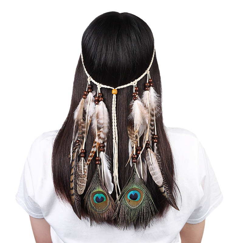 Bandeau en fausse plumes de Style Boho, pièce de tête de Style Hippies, accessoires de cheveux indiens pour femmes