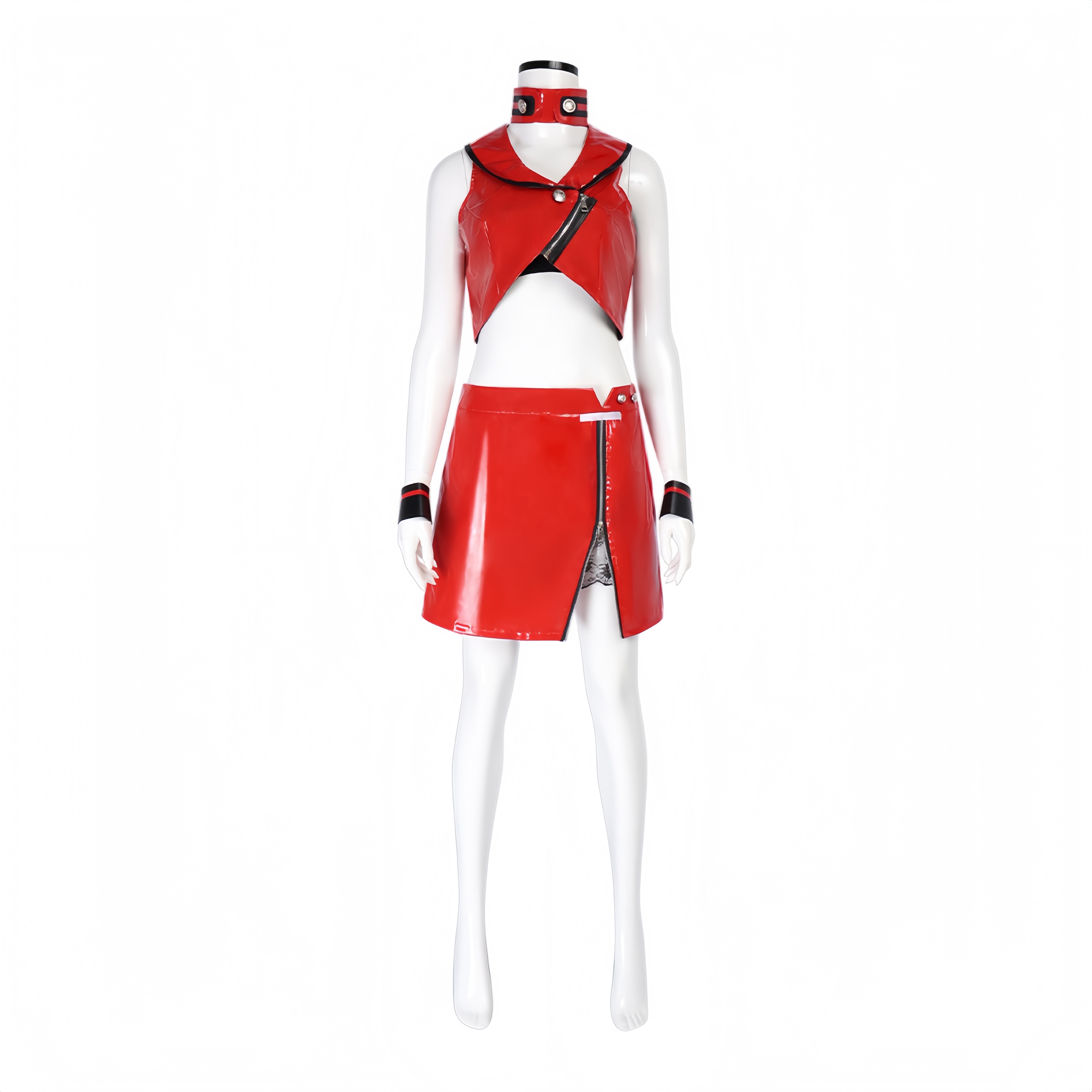 Tenue de cosplay Meiko pour jeu, comprenant Hauts, Jupe, Manteau, Legging, Ornement de cou, Costumes Meiko, Perruque, Uniforme, pour Halloween, Carnaval, Adultes Femmes