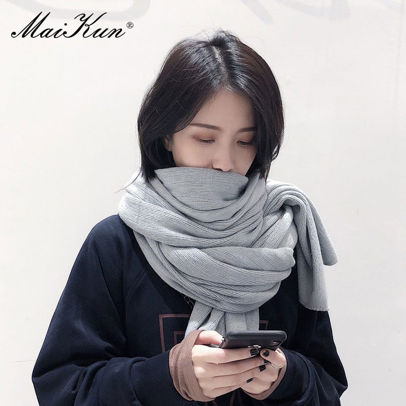 Maikun épais chaud écharpe pour femmes couleur Pure dames Imitation cachemire noir écharpe femme hiver pour augmenter châle