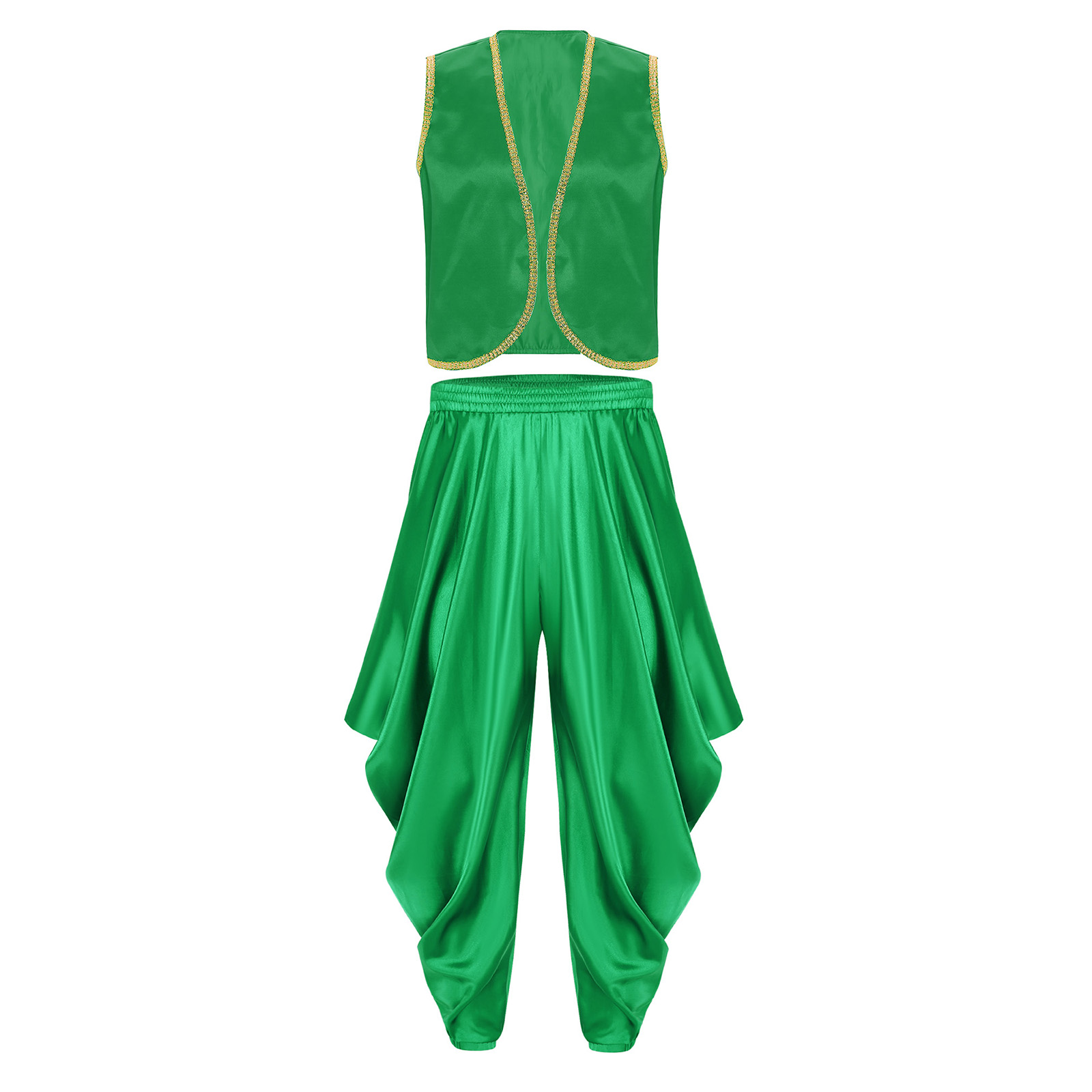 Costume de carnaval arabe folklorique indien pour hommes, ensemble gilet brillant et pantalon sarouel pour Halloween, uniformes de fête Raves