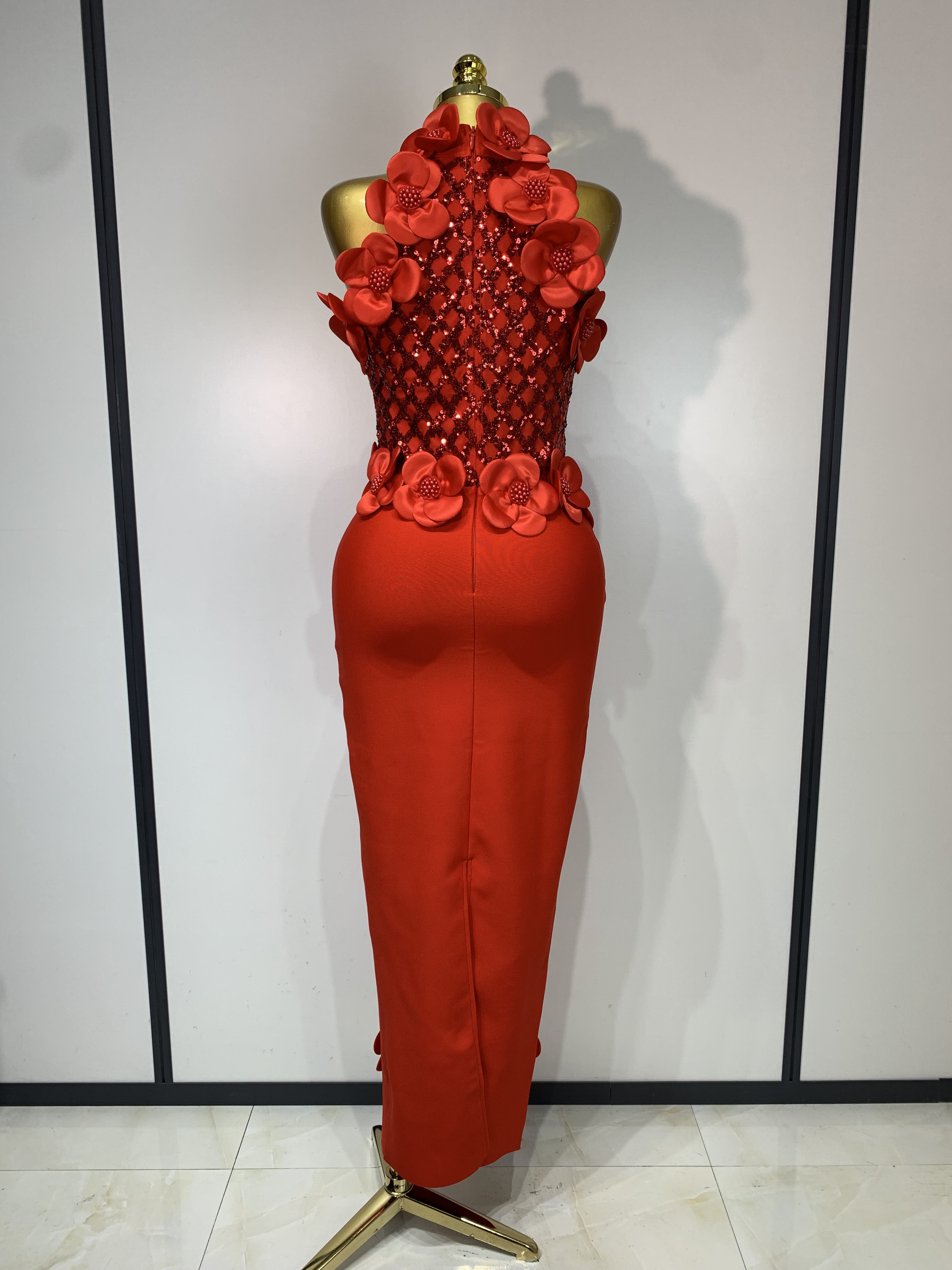Robes de soirée sexy sans manches à fleurs et à perles pour femmes, robes moulante bandage, robes de célébrité élégantes, robes de cocktail de luxe, robes de soirée de fête d'anniversaire 2026
