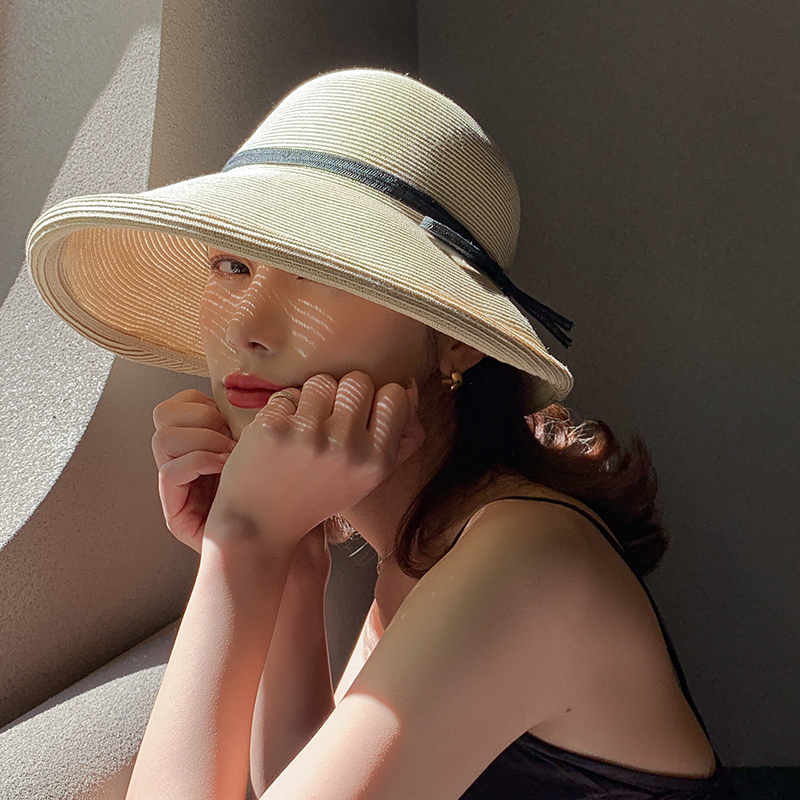 Chapeau d'été pour femmes, chapeau seau en paille, chapeau de plage, cérémonie, visière de ceinture, chapeau de protection solaire, printemps 2021