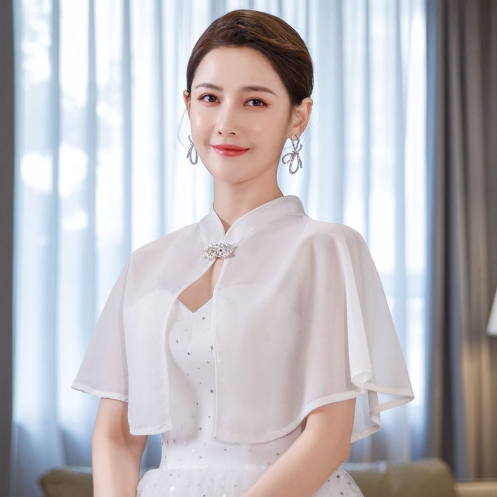 Châle en Mousseline de Soie pour Femme, Cape de Soirée, de Bal, de Couleur Unie, Douce, Élégante, Formelle, Cosplay, Accessoires de Mariage