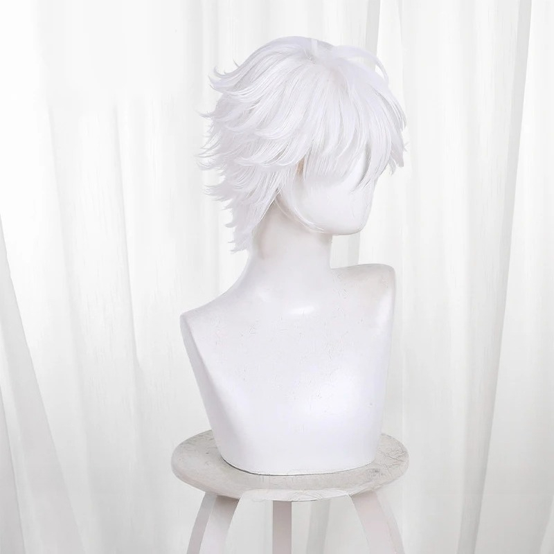 Perruque synthétique résistante à la chaleur, perruque courte et blanche, chapeau de sorcière Anime Atelier Qifrey, Tongari Boushi no Atelier