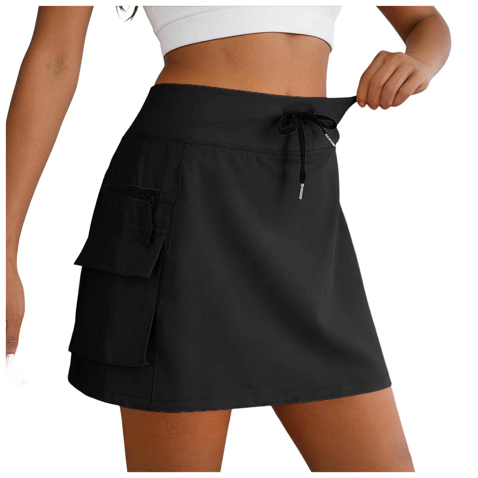 Jupes cargo 2-en-1 pour femmes avec short intégré, taille haute élastique, pour le tennis, le sport, l'entraînement, la randonnée, et les tenues décontractées – Vêtements pour femmes