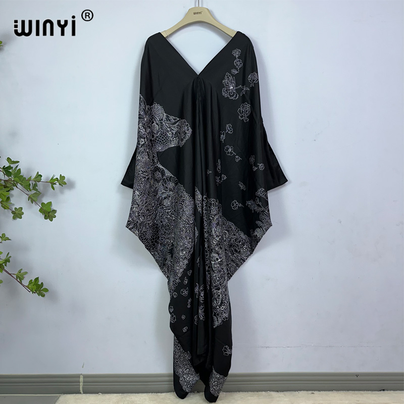 WINYI robe longueur: 130 cm mode turquie robes bohême imprimé Dashiki femmes longue caftan été couleur robes africaines pour femme