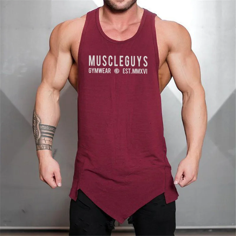 Muscleguys marque vêtements salle de sport chemise sans manches débardeurs de musculation hommes été Fitness gilet décontracté col rond hommes débardeurs