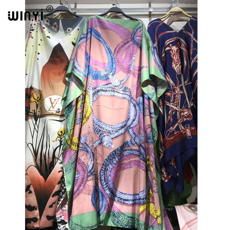 WINYI robe mode turquie robes bohême imprimer Dashiki femmes musulmanes longue caftan été couleur robes africaines pour femme vestido