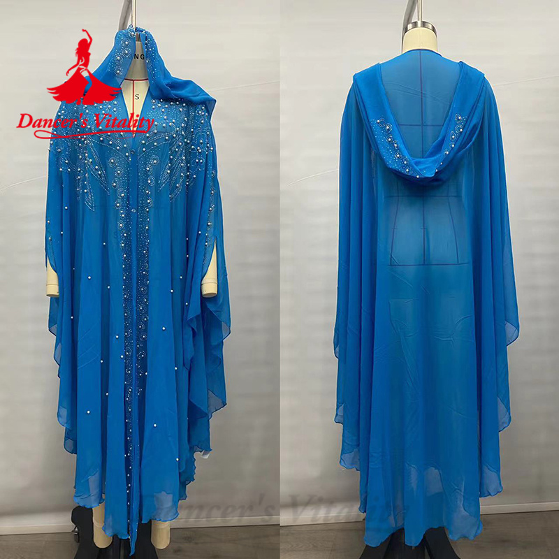 Robes de spectacle de danse du ventre pour femmes adultes, Robe en mousseline de soie avec perles exquises, Costume d'attente pour concours de danse orientale
