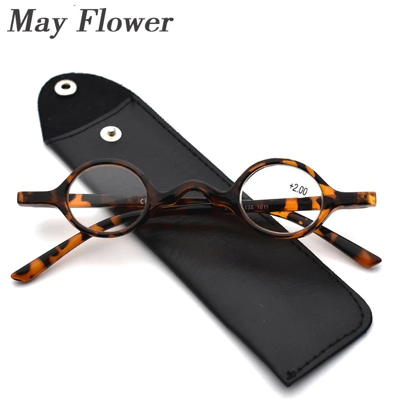 Lunettes de Lecture promenales Classiques Rétro Vintage pour Homme et Femme, Monture Ronde, Intelligentes, à la Mode, avec Sac, + 3.5