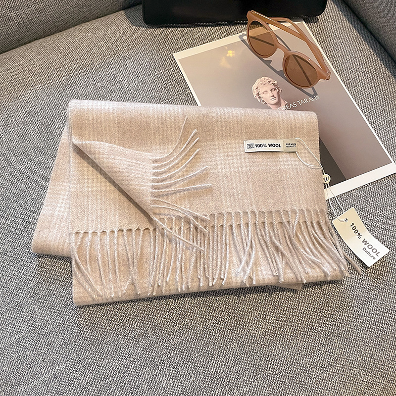 Luxe hiver 100% laine écharpe femmes Plaid cachemire mouchoir chaud Pashmina femme châle enveloppement doux Bufanda foulards étole