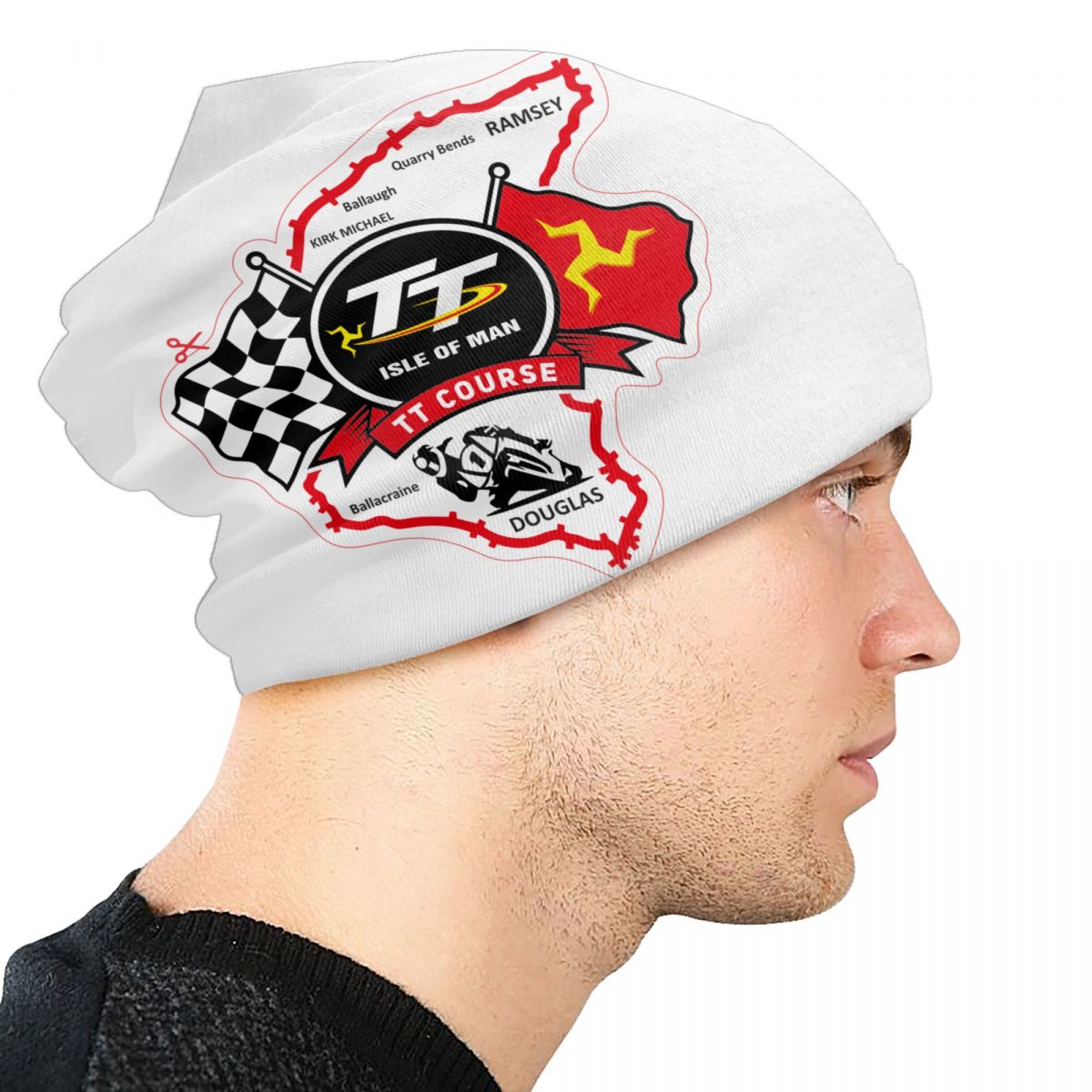 Île de Man Tt Racing Skullies bonnets casquettes hommes femmes unisexe rue hiver chaud tricot chapeau adulte moto sport Bonnet chapeaux
