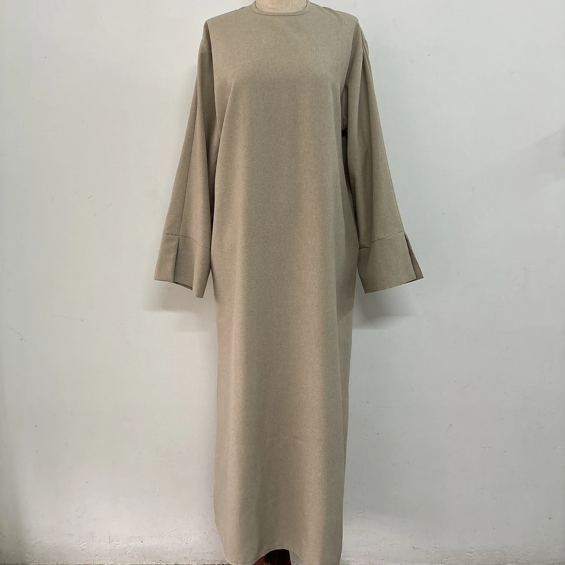Abaya-Kimono à Manches sulfen Coton et Lin pour Femme, Jalabiya Décontracté, Marocain, Kaftan, Solide, Document Islamique Noir, Éducatif