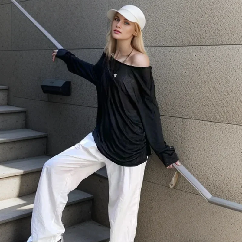 Mode coréenne femmes pure lâche t-shirts été décontracté résistant au soleil loisirs à manches longues coupe propre Style Ulzzang