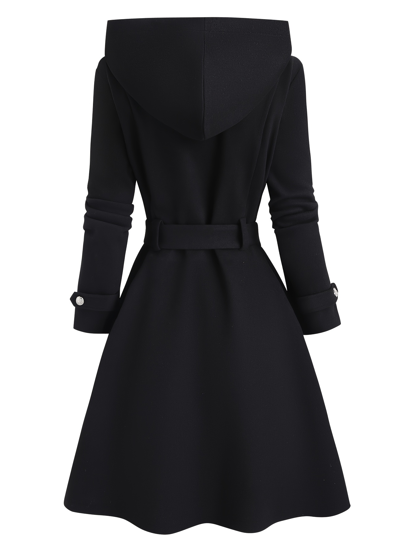 Veste à capuche double boutonnage grande taille, décontractée, élégante et tendance pour femme, idéale pour l'automne et l'hiver