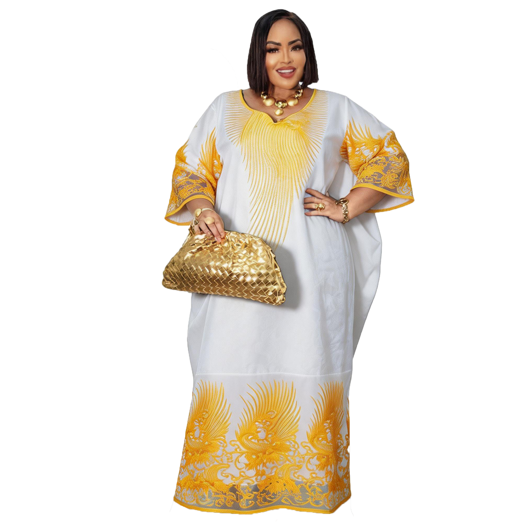 Robe africaine pour femmes, abaya brodée, grande taille, élégante, pour fêtes et cérémonies