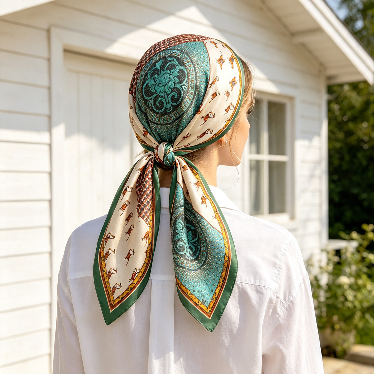 Foulard carré imprimé cheval 70x70cm pour femme, châle, écharpe, bandeau pour cheveux, printemps, été, automne, hiver