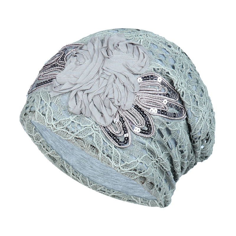 Femmes élégantes paillettes dentelle Turban casquette fleurs musulman chapeaux chapeau femme bandeau dames foulard Bonnet Turbante Mejur