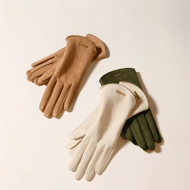Gants pour femmes, automne hiver, garde au chaud, écran tactile, fins, solides, simples, cyclisme, tissu en daim, élégant, coupe-vent