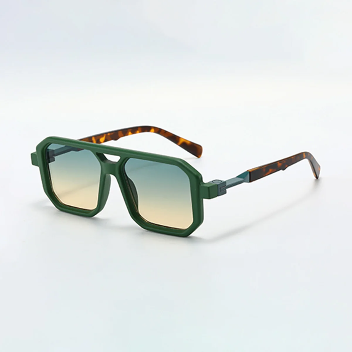 Lunettes géométriques pour femmes, lunettes à Double pont, lentilles colorées carrées épaisses de Style métal lourd, lunettes décoratives à la mode