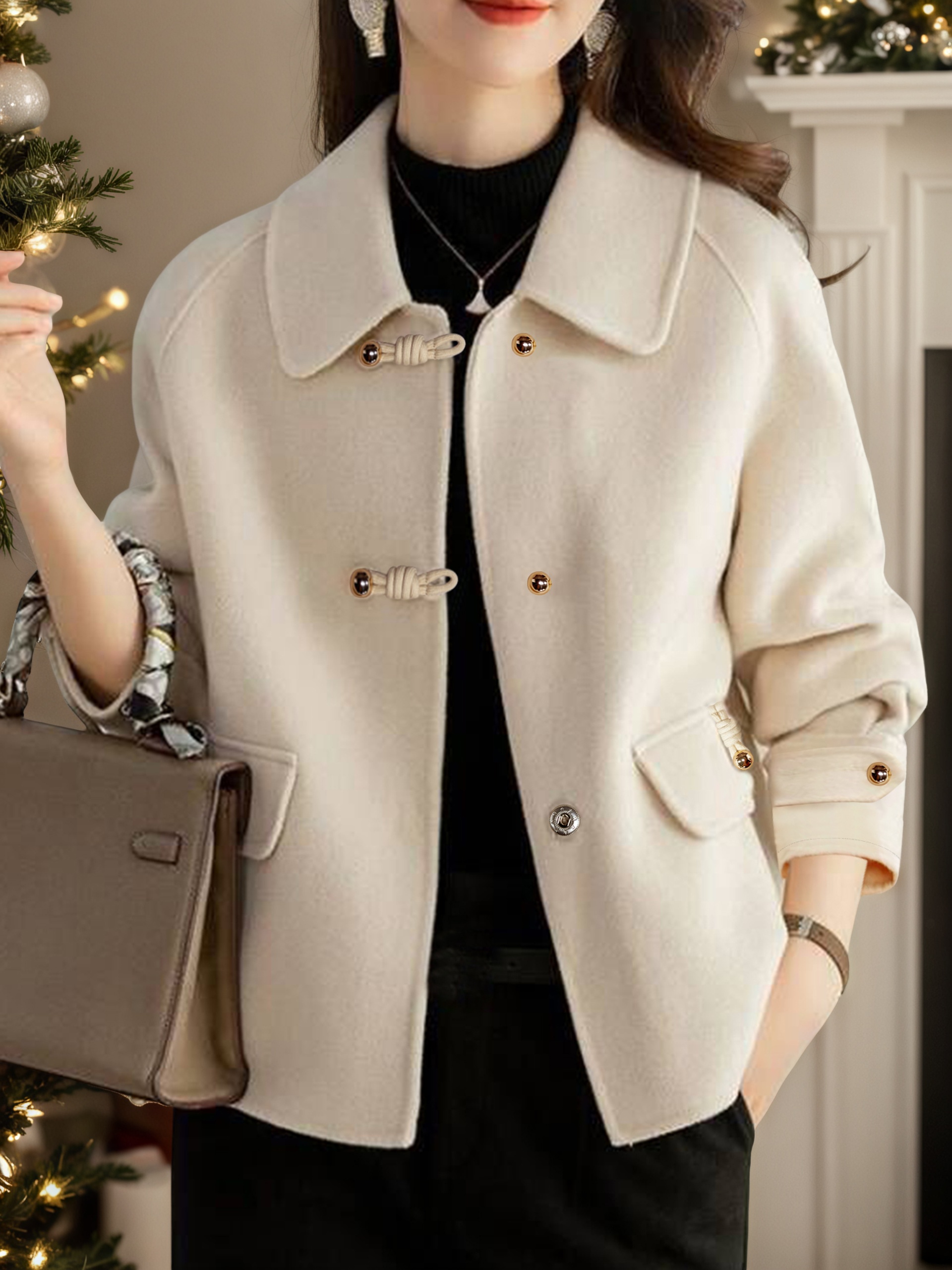 Manteaux courts solides élégants pour femme, vêtements chauds d'automne et d'hiver pour femme, tenues formelles de bureau, nouveaux vêtements d'extérieur