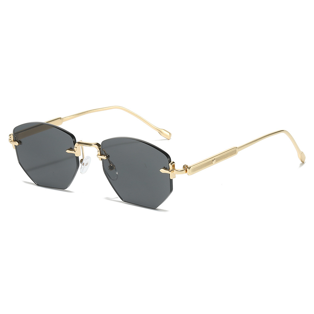 Lunettes de soleil tendance sans cadre polygonales à la mode et uniques pour hommes et femmes, lunettes polyvalentes de style de rue haut de gamme