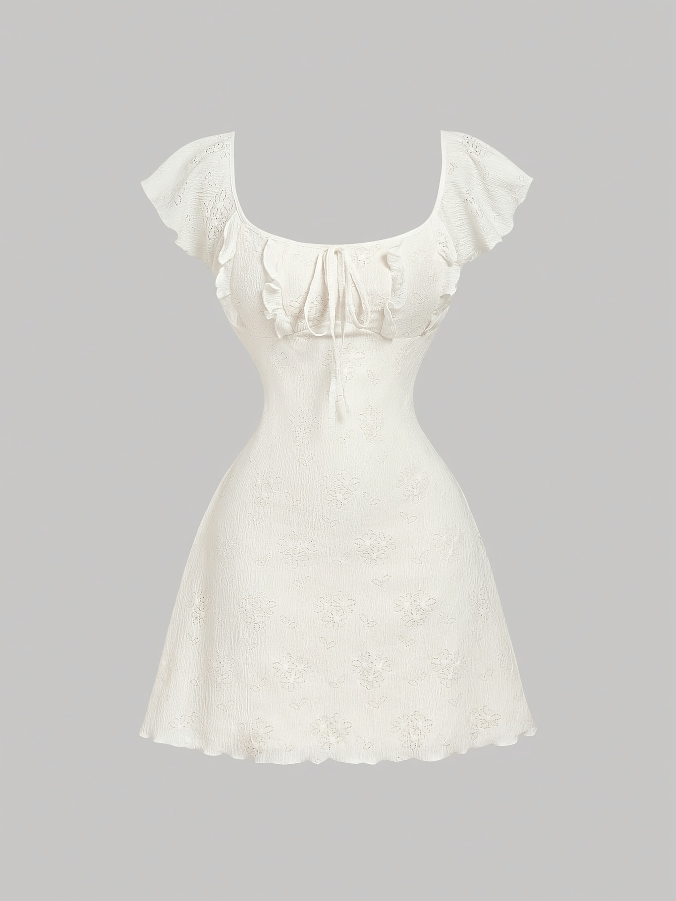 Nouvelles robes d'été pour femmes, robe courte à manches courtes, col carré, mini-robe à lacets, Vestidos De Verano Mujer Q3640